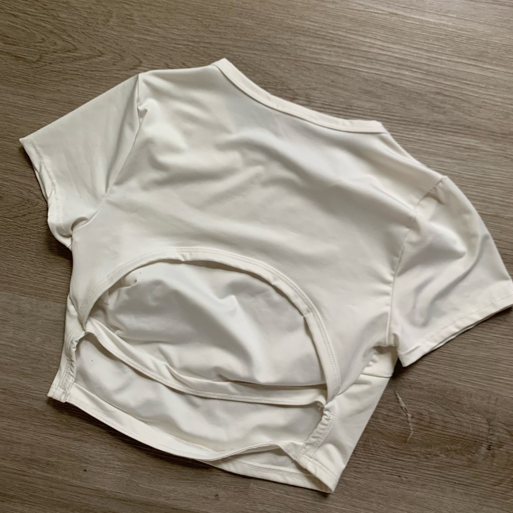 Open back white crop top